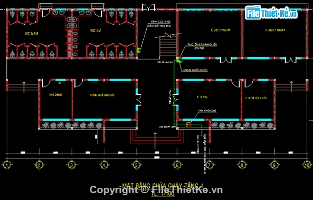 khối nhà học tập,trường nam việt,file thiết kế